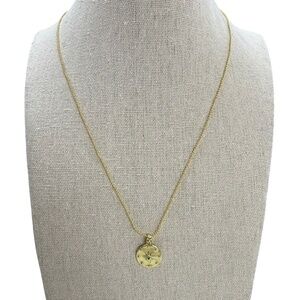 Argento Vivo Womens 18K Gold Tone Silver Compass Green Stone Pendant Necklace